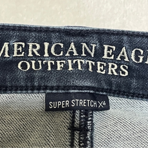 American Eagle Hi-Rise Jegging Super Stretch X 4 Distressed Dark Wash Size 2 - Picture 7 of 14
